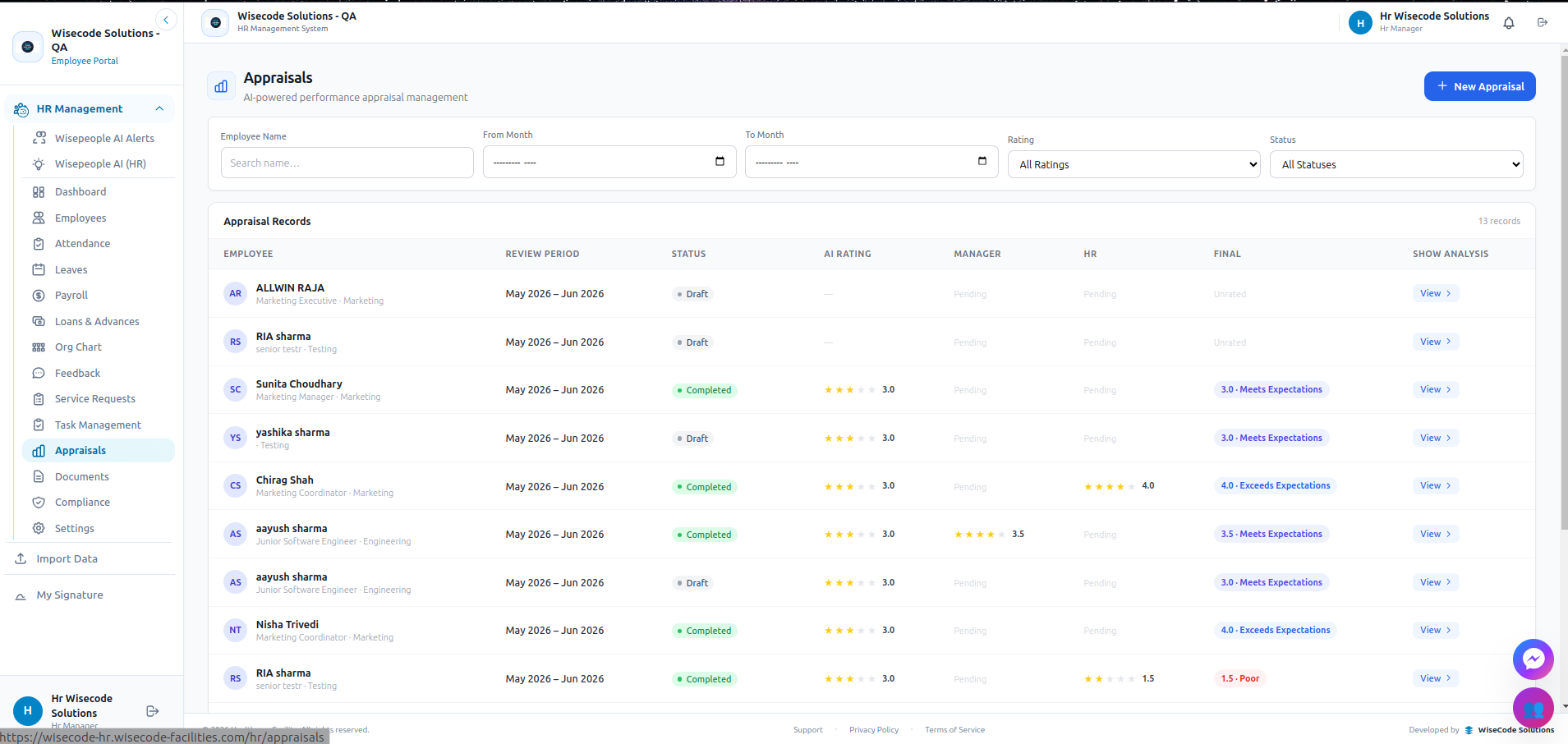 WisePeople AI appraisals
